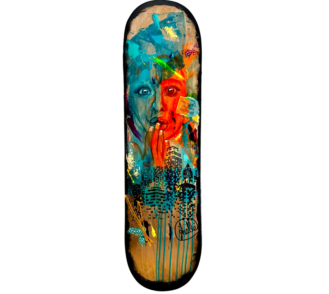 Âme Libre - Peinture sur Skateboard, signée Ghallé