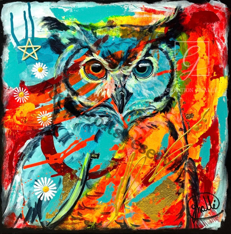 Gardien du rêve - Peinture animalière, Signée Ghallé - ADOPTÉE