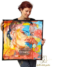 Charger l&#39;image dans la galerie, L&#39;âme se souvient - Peinture portrait femme sur Toile, Signée Ghallé
