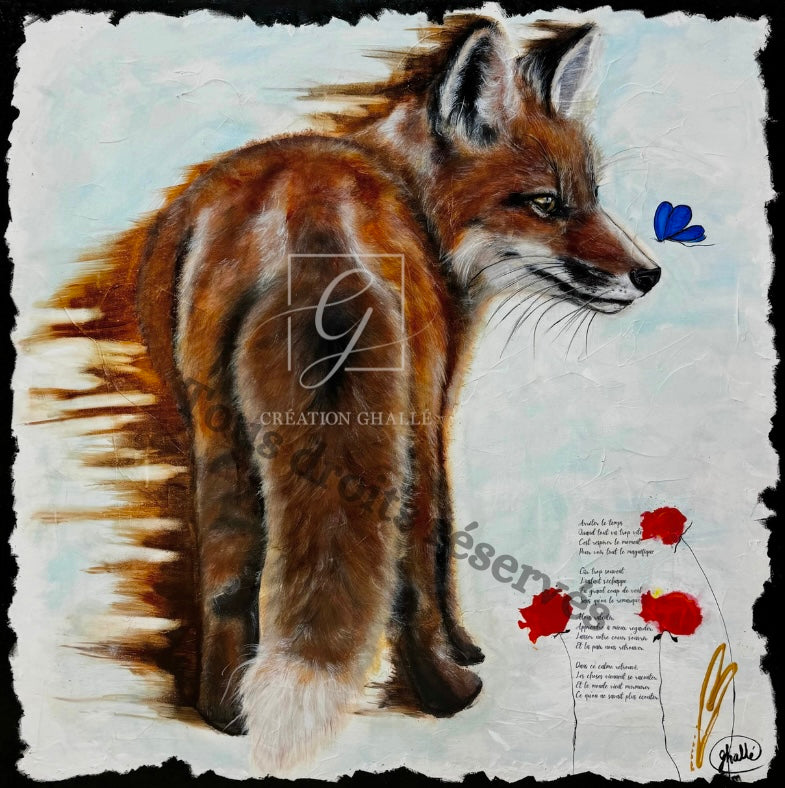 S'Arrêter - Peinture animalière sur Toile, Signée Ghallé